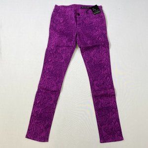 Black Orchid Mid Rise Skinny - Purple Snake